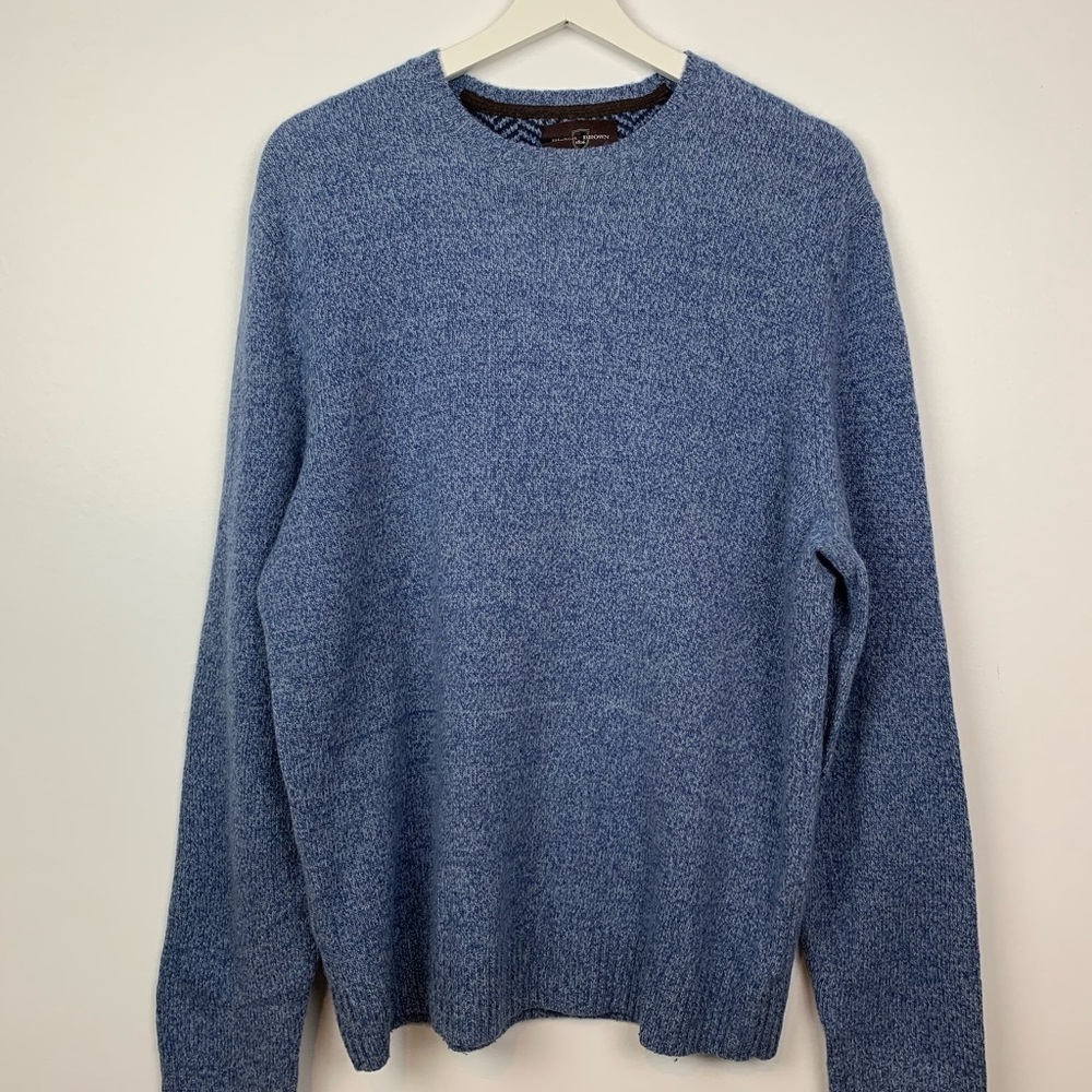 Black Brown 1826 Knit Sweater Lambswool Blend Elbow Patches Medium Blue Academia